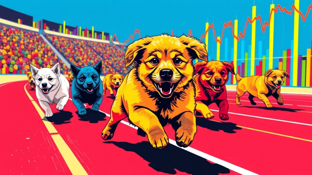 도지코인과 다른 밈 코인 비교 분석 (popart 스타일)