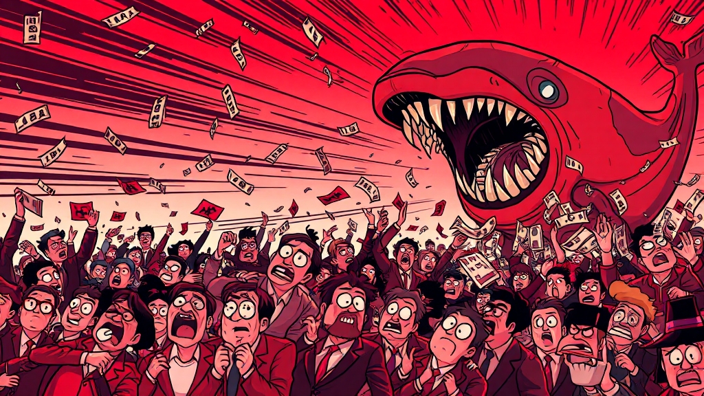 고래 청산이 시장에 미치는 영향 (cartoon 스타일)