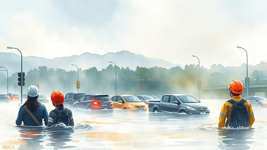 태화강 안전 정보: 폭우 대비 필수 (watercolor 스타일)