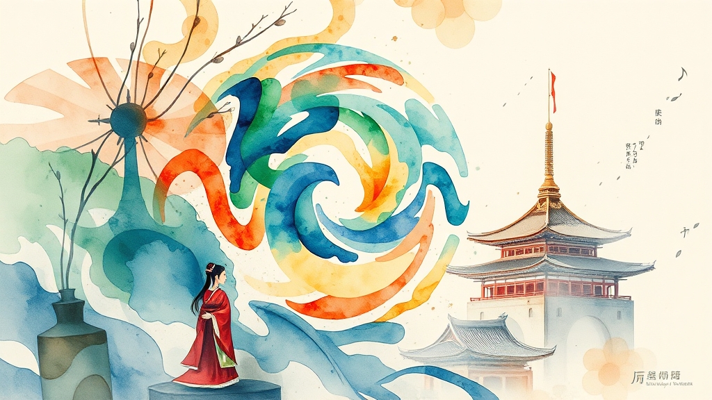 태극 문양 디자인과 활용 사례 (watercolor 스타일)