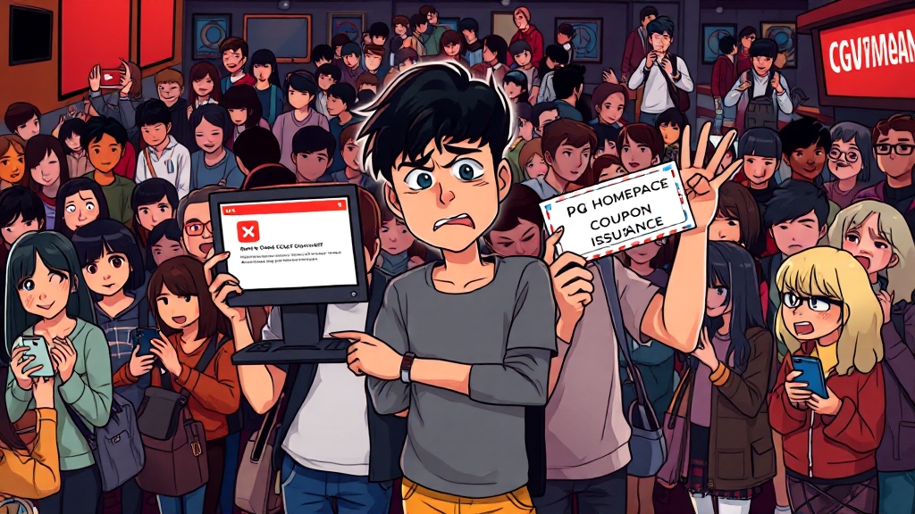 CGV 이용 시 주의사항 (앱 접속 문제) (cartoon 스타일)